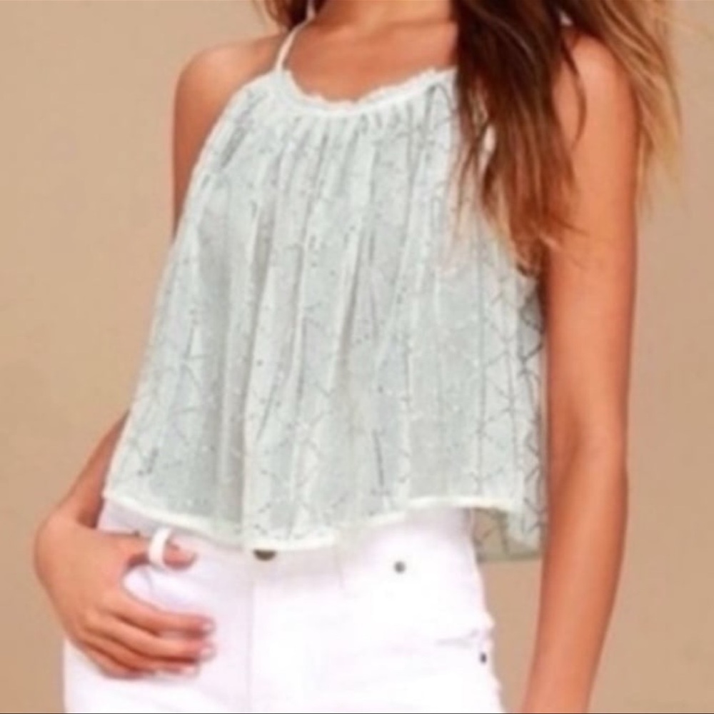 Free People Sheer Mint Green Top
